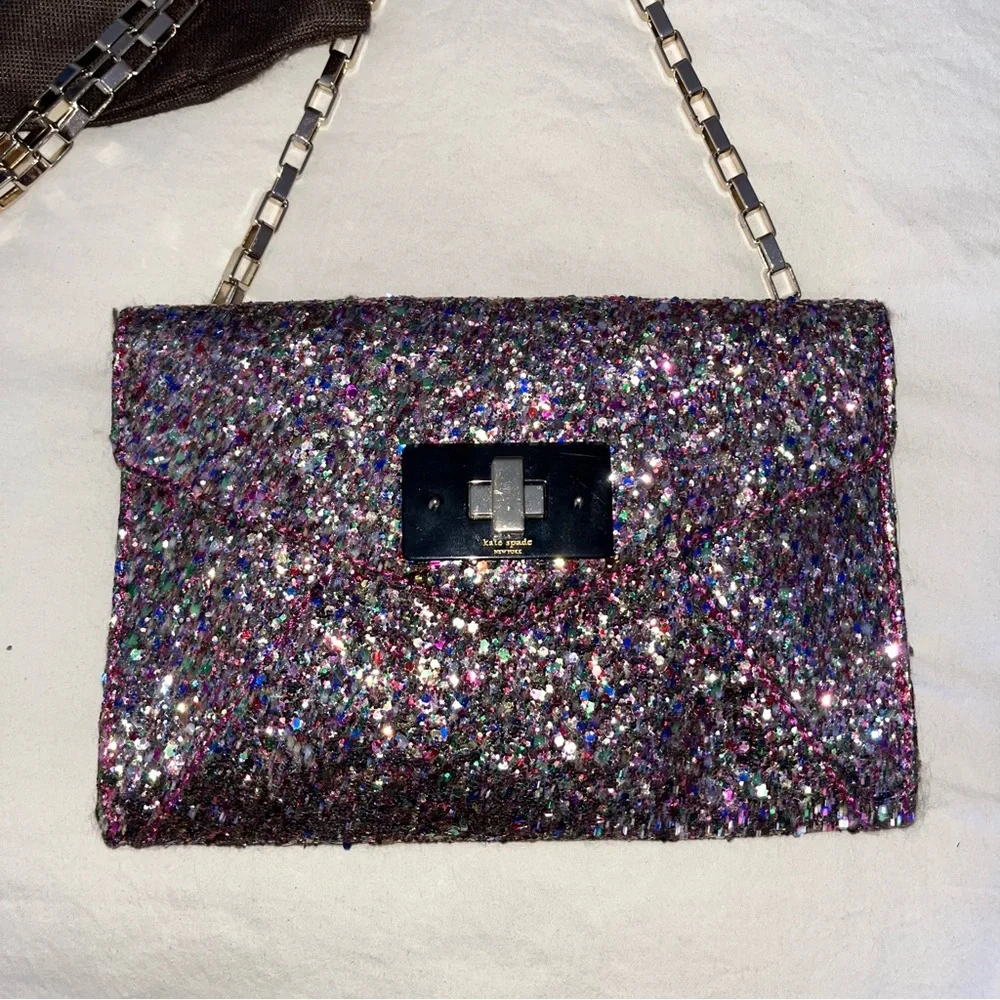 Kate Spade Sonia Moonlit Soirée Glitter Bag with Matching Wallet Dust Bag
